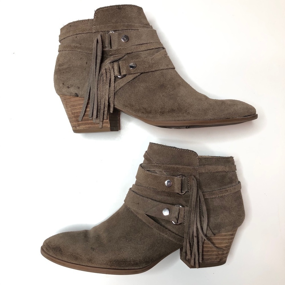 Franco Sarto Gonzalez Fringe Suede Bootie Size 7